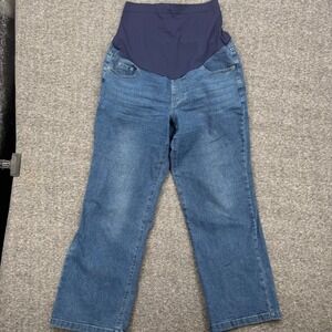 SheIn Womens Maternity Straight Leg Jeans Medium Wash Over Belly  Blue Size L